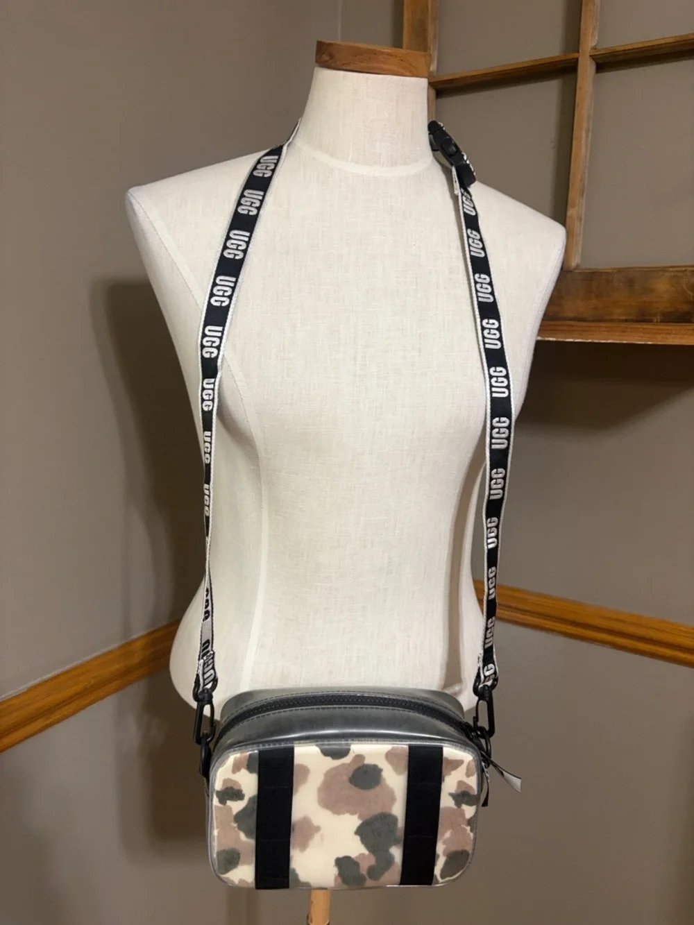 UGG Janey II clear calf hair camo crossbody purse
